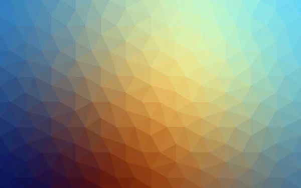 三角形と折り紙スタイルの勾配から成っている多色の青、黄色、オレンジ色の多角形デザイン パターン. — ストックベクタ