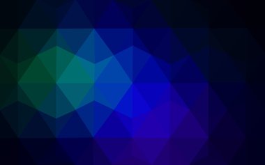 Üçgenler ve degrade origami tarzı oluşur çok renkli koyu yeşil, mavi köşeli tasarım deseni.