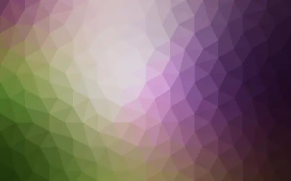 三角形と折り紙スタイルの勾配から成っている多色濃いピンク、グリーン多角形デザイン パターン. — ストックベクタ