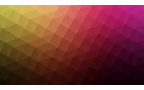 Multicolore rosa scuro, modello di disegno poligonale giallo, che consiste di triangoli e gradiente in stile origami . — Vettoriale Stock