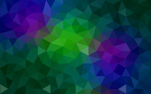 Patrón de diseño poligonal multicolor verde oscuro, azul, que consiste en triángulos y gradiente en estilo origami . — Vector de stock