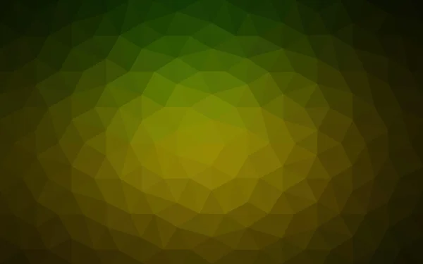 Mehrfarbiges dunkelgrünes, gelbes, orangefarbenes polygonales Muster, das aus Dreiecken und einem Farbverlauf im Origami-Stil besteht. — Stockvektor