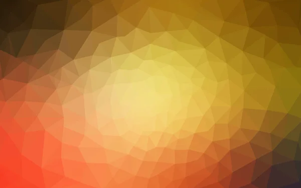 Mehrfarbiges rotes, gelbes, orangefarbenes polygonales Muster, das aus Dreiecken und einem Farbverlauf im Origami-Stil besteht. — Stockvektor
