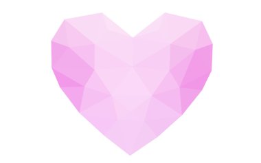 Beyaz arka plan üzerinde üçgen oluşan desen ile izole pembe kalp.