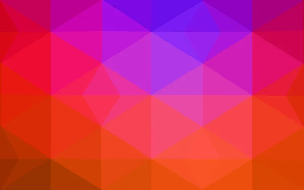 Mehrfarbiges, dunkelrosa, rotes, orangefarbenes polygonales Muster, das aus Dreiecken und Farbverlauf im Origami-Stil besteht. — Stockvektor