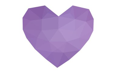 Mor beyaz arka plan üzerinde üçgen oluşan desen ile izole kalp.