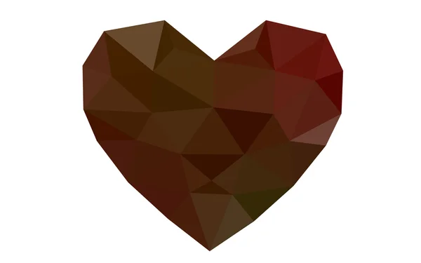 Dunkelgrün, rotes Herz isoliert auf weißem Hintergrund mit dreieckigem Muster. — Stockvektor