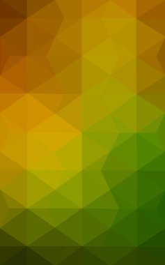 Üçgenler ve degrade origami tarzı oluşur çok renkli koyu yeşil, sarı, turuncu poligonal tasarım deseni.