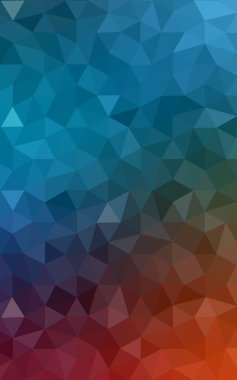 Üçgenler ve degrade origami tarzı oluşur çok renkli mavi, kırmızı kenarlı tasarım deseni.