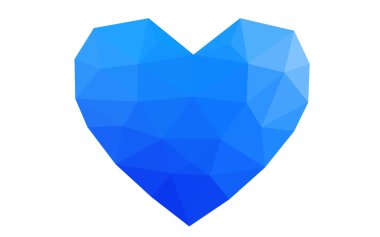 Beyaz arka plan üzerinde üçgen oluşan desen ile izole mavi kalp.