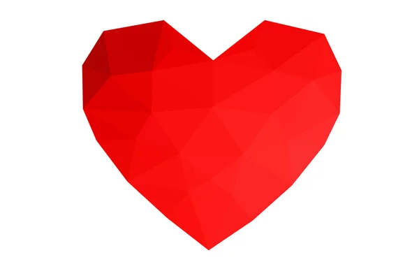 Corazón rojo aislado sobre fondo blanco con patrón formado por triángulos . — Vector de stock