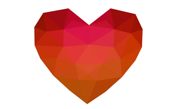 Corazón rojo aislado sobre fondo blanco con patrón formado por triángulos . — Vector de stock