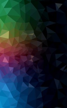 Üçgenler ve degrade origami tarzı oluşur çok renkli koyu poligonal tasarım deseni.