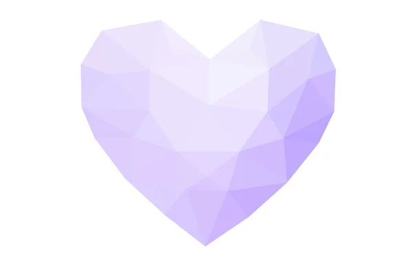 Фиолетовое сердце на белом фоне с рисунком, состоящим из треугольников . — стоковый вектор