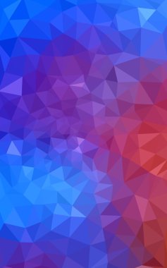 Üçgenler ve degrade origami tarzı oluşur çok renkli mavi, kırmızı kenarlı tasarım deseni.