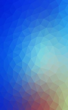 Üçgenler ve degrade origami tarzı oluşur çok renkli mavi, kırmızı kenarlı tasarım deseni.