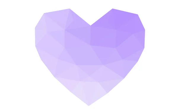 Coeur violet isolé sur fond blanc avec motif composé de triangles . — Image vectorielle