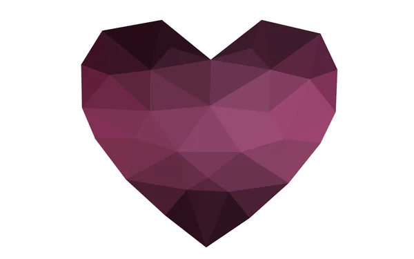 Dunkelrosa Herz isoliert auf weißem Hintergrund mit Muster bestehend aus Dreiecken. — Stockvektor