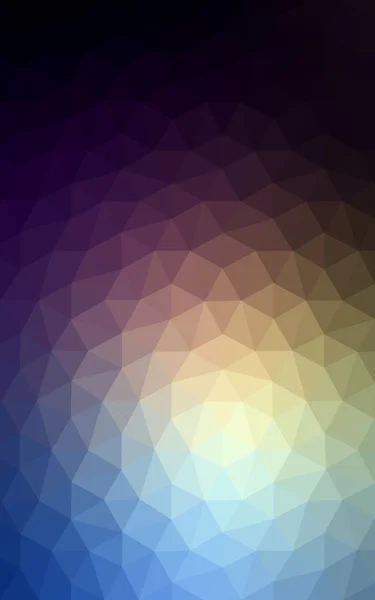 三角形と折り紙スタイルの勾配から成っている多色暗い青、黄色、オレンジ色の多角形デザイン パターン. — ストック写真