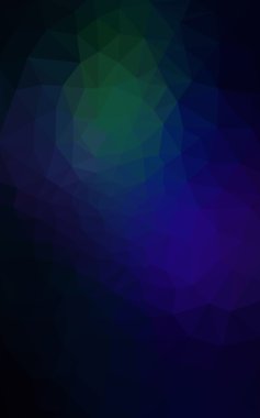 Üçgenler ve degrade origami tarzı oluşur çok renkli koyu yeşil, mavi köşeli tasarım deseni.