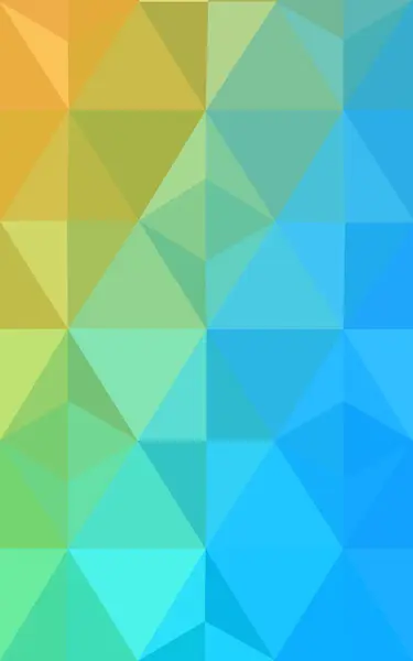 Mehrfarbiges blaues, gelbes, orangefarbenes polygonales Muster, das aus Dreiecken und einem Farbverlauf im Origami-Stil besteht. — Stockfoto