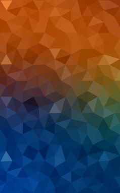 Üçgenler ve degrade origami tarzı oluşur çok renkli koyu mavi, sarı, turuncu poligonal tasarım deseni.