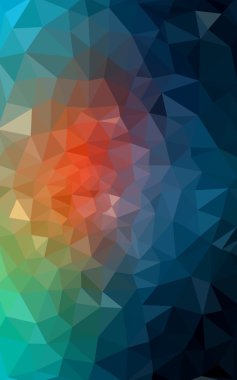 Üçgenler ve degrade origami tarzı oluşur çok renkli mavi, kırmızı kenarlı tasarım deseni.