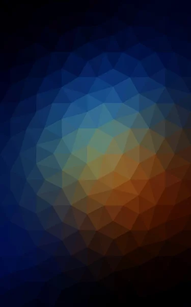 Modello di disegno poligonale multicolore blu scuro, giallo, arancione, composto da triangoli e gradienti in stile origami . — Foto Stock