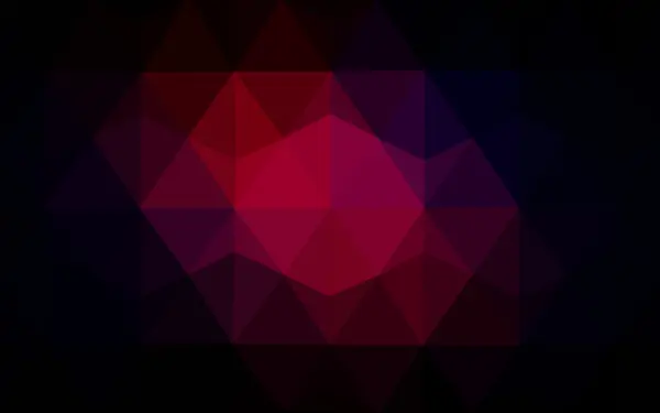 Mehrfarbiges, dunkelrosa, rotes, orangefarbenes polygonales Muster, das aus Dreiecken und Farbverlauf im Origami-Stil besteht. — Stockvektor