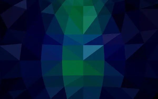 Темно-синій, зелений багатокутний візерунок дизайну, який складається з трикутників і градієнта в стилі орігамі — стоковий вектор