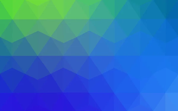 三角形と折り紙スタイルの勾配から成っている多色緑、青多角形デザイン パターン. — ストックベクタ