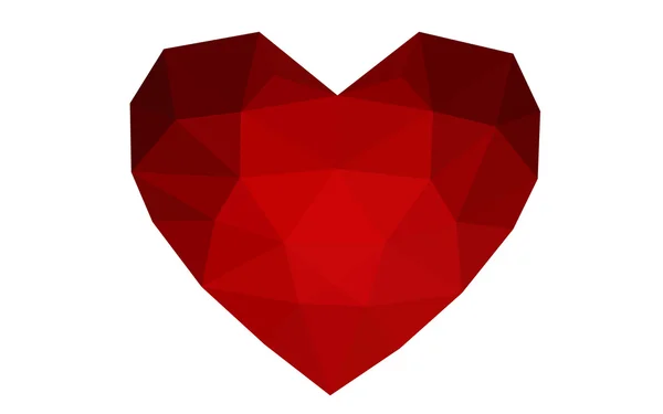 Dark red heart isolated on white background with pattern consisting of triangles. — Stock Vector