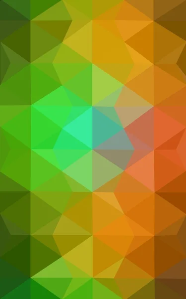 Πολύχρωμη σκούρο πράσινο, κίτρινο, πορτοκαλί πολυγωνικό design pattern, που αποτελείται από τρίγωνα και κλίση στο στυλ του origami. — Φωτογραφία Αρχείου