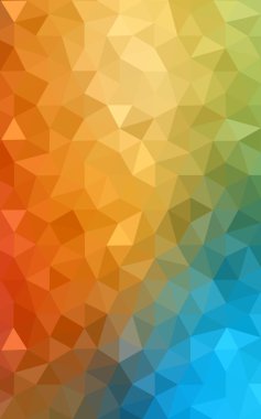 Üçgenler ve degrade origami tarzı oluşur çok renkli mavi, sarı, turuncu poligonal tasarım deseni.