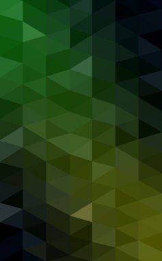 Üçgenler ve degrade origami tarzında oluşan koyu yeşil-sarı poligonal tasarım deseni