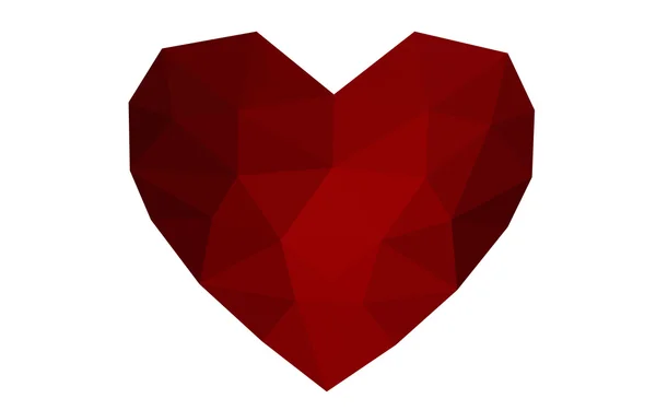 Mroczne Serce czerwony na białym tle na białym tle wzorkiem, składające się z trójkątów. — Wektor stockowy