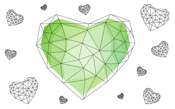 緑の中心部の三角形から成るパターンを白い背景上に孤立. — ストックベクタ