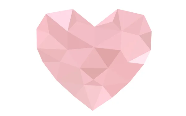 Różowe serce na białym tle na białym tle wzorkiem, składające się z trójkątów. — Wektor stockowy