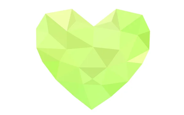 Green, yellow heart isolated on white background with pattern consisting of triangles. — Stock Vector