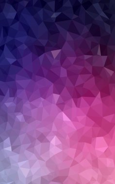 Üçgenler ve degrade origami tarzında oluşan koyu mor, pembe poligonal tasarım deseni