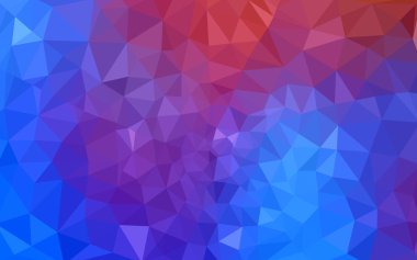 Üçgenler ve degrade origami tarzı oluşur çok renkli mavi, kırmızı kenarlı tasarım deseni.