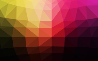 Üçgenler ve degrade origami tarzında oluşan koyu pembe, sarı poligonal tasarım deseni