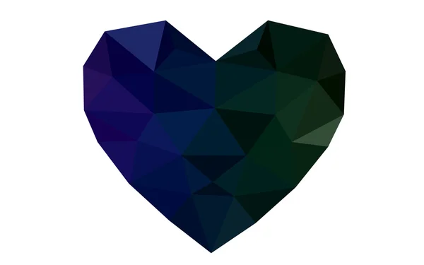 Mehrfarbiges Herz isoliert auf weißem Hintergrund mit dreieckigem Muster. — Stockvektor