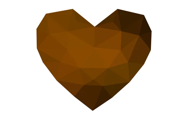 Tmavě oranžové srdce izolovaných na bílém pozadí s vzorec skládající se z trojúhelníků. — Stockový vektor