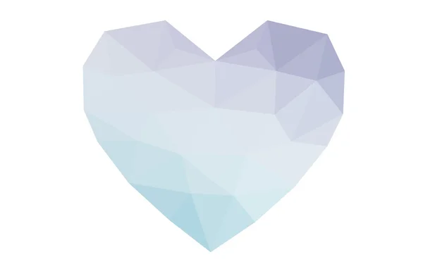 Rosa, blaues Herz isoliert auf weißem Hintergrund mit dreieckigem Muster. — Stockvektor