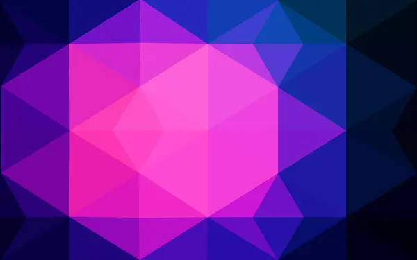 Mehrfarbiges dunkelrosa, blaues polygonales Designmuster, das aus Dreiecken und Farbverlauf im Origami-Stil besteht. — Stockvektor