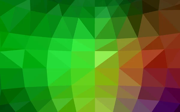 Hellgrünes, rotes polygonales Muster, das aus Dreiecken und einem Farbverlauf im Origami-Stil besteht — Stockvektor