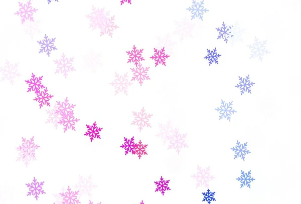 Lichtroze Vector Textuur Met Gekleurde Sneeuwvlokken Sterren Kleurrijke Sneeuwvlokken Met — Stockvector