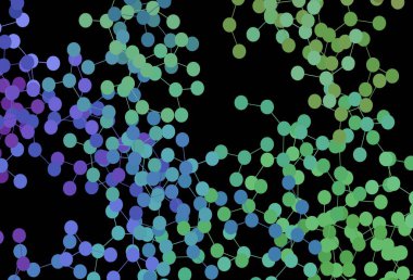 Koyu renkli vektör arkaplanı ve yapay zeka verileri. Renkli yapay zeka yapısı, eğimli çizgiler ve noktalar. Bilim için desen, geleceksel tasarımlar..