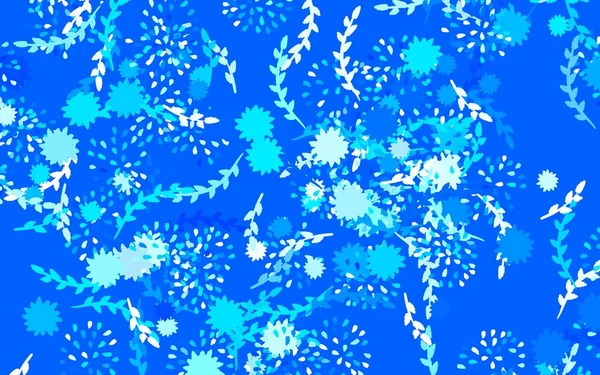 Texture Vectorielle Doodle Bleu Clair Avec Fleurs Illustration Colorée Brillante — Image vectorielle